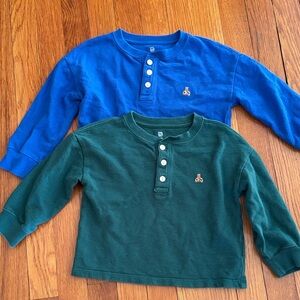 GAP Kids Long Sleeve Henley Shirts - Blue and Green